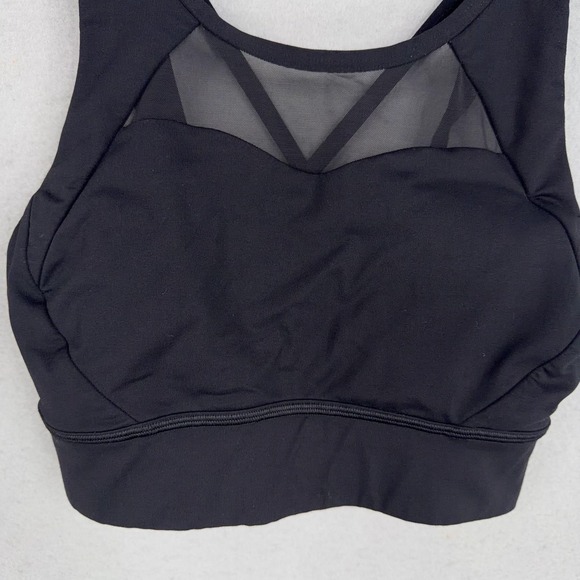 Lululemon Sports Bra Womens 4 Black Mesh Criss Cross Back Padded Breathe It In - Picture 5 of 15